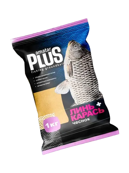 Изображение товара Прикормка рыболовная Amatar Plus Линь-Карась (1кг, чеснок)
