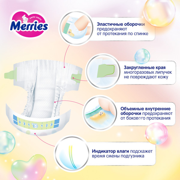 Изображение товара Подгузники детские Merries M 6-11кг (70шт)