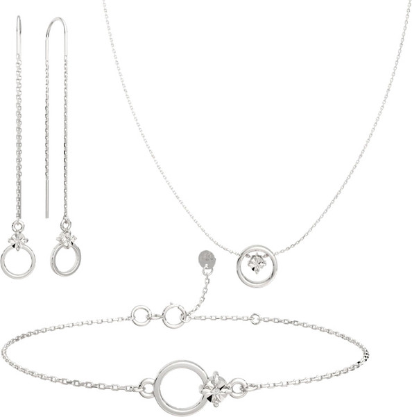 Изображение товара Комплект ювелирных украшений из серебра ZORKA Геометрия с бриллиантами (колье 05D0001 45см, браслет 06D0078 18см, серьги 03D0078)