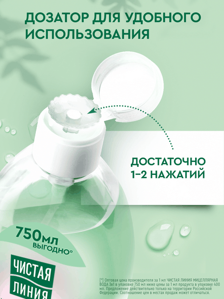 Изображение товара Мицеллярная вода Чистая Линия 3в1 (750мл)