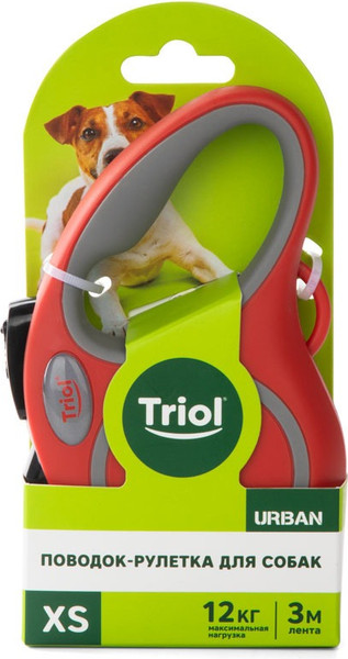 Изображение товара Поводок-рулетка Triol Urban / 11121008 (XS, 3м лента, красный)