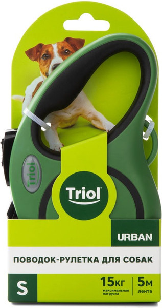 Изображение товара Поводок-рулетка Triol Urban / 11121009 (S, 5м лента, зеленый)
