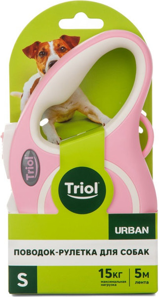 Изображение товара Поводок-рулетка Triol Urban / 11121012 (S, 5м лента, розовый)