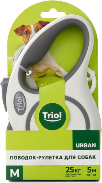 Изображение товара Поводок-рулетка Triol Urban / 11121013 (M, 5м лента, белый)