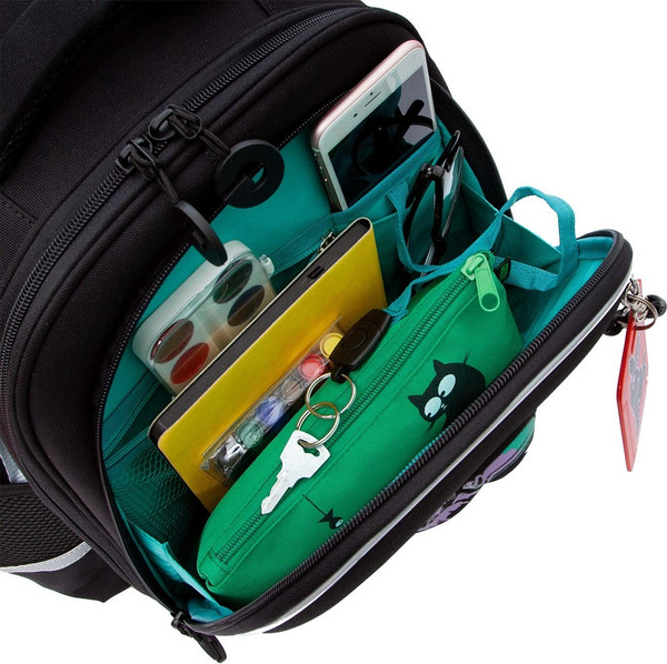 Изображение товара Школьный рюкзак Grizzly RAz-587-6 (черный/бирюзовый)