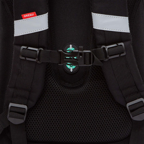 Изображение товара Школьный рюкзак Grizzly RAz-587-6 (черный/бирюзовый)