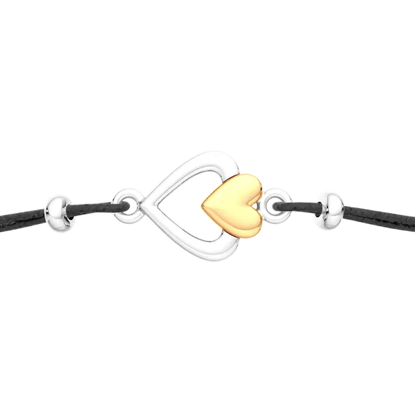 Изображение товара Комплект ювелирных украшений из серебра ZORKA Сердце с золотой вставкой (браслет 0660013.01.G14K 18см, колье 0540027.G14K 45см)