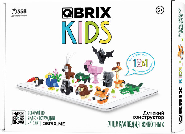 Изображение товара Конструктор QBRIX Kids Энциклопедия животных 12в1 30034