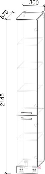 Изображение товара Шкаф-пенал кухонный Интерлиния Мила Лайт НШП-№1-2145 (серебро/антрацит)