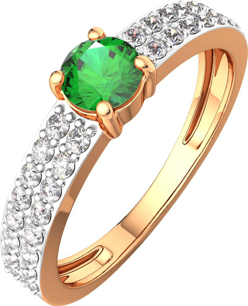 Изображение товара Комплект ювелирных украшений из розового золота ZORKA С изумрудами и брилиантами (серьги 3D2098.14K.R, кольцо 2D20201.14K.R.ZZ р.17.5, подвеска 4P2011.14K.R)