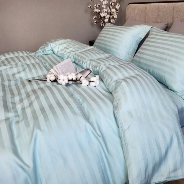 Изображение товара Комплект постельного белья Блакiт Страйп-сатин 2сп 70х70 / 4250/1 14-4504 (серо-бирюзовый)