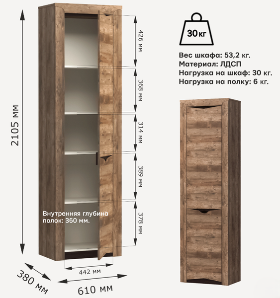 Изображение товара Шкаф Олмеко Лючия 33.14 (кейптаун/венге/белый)