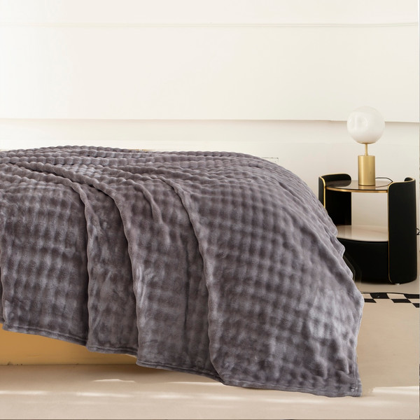 Изображение товара Плед Karven Велсофт 1.5сп / PL 011 SOLID BUBBLE v3/Grey