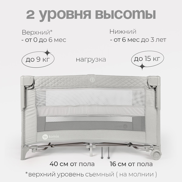 Изображение товара Кровать-манеж Tomix Born / P9070 (Grey)