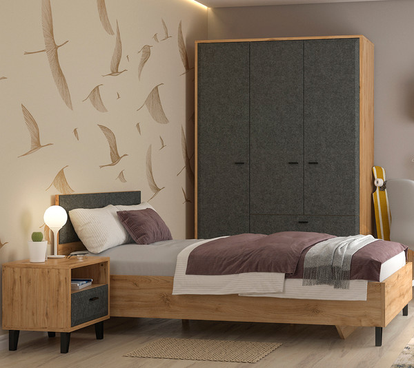 Изображение товара Полуторная кровать Black Red White Grace LOZ120х200 Д (дуб наварра/графит)