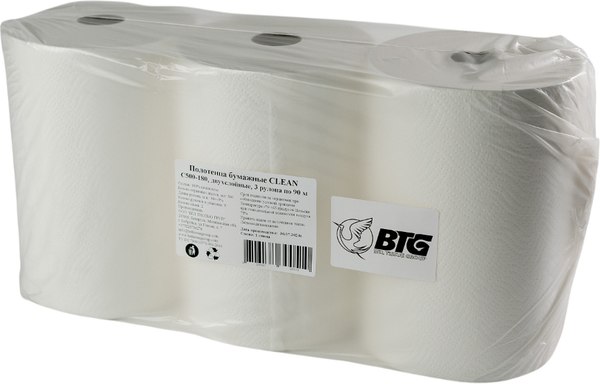 Изображение товара Бумажные полотенца BTG Clean C500-180 двухслойные (3рул, 90м)