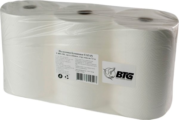 Изображение товара Бумажные полотенца BTG Clean C400-180 трехслойные (3рул, 72м)
