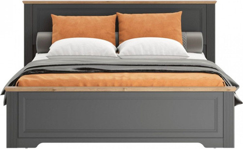 Изображение товара Двуспальная кровать Black Red White Jasmin LOZ160х200 М (графит/дуб артизан/графит)