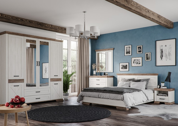 Изображение товара Двуспальная кровать Black Red White Marselle LOZ180х200 Д (ясень снежный/дуб сонома темный/ясень снежный)