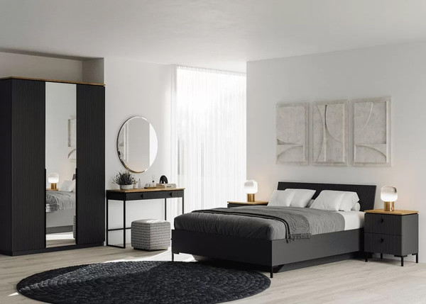 Изображение товара Полуторная кровать Black Red White San Gimignano LOZ140х200 Д (антрацитовый/антрацитовый/готика)