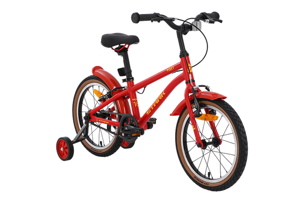 Изображение товара Детский велосипед STARK Foxy Boy 16 2025 (красный матовый/желтый, разобранный, в коробке)