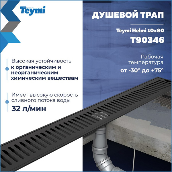 Изображение товара Трап для душа Teymi Helmi T90346 (черный)