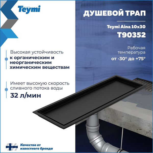 Изображение товара Трап для душа Teymi Aina T90352 (черный)