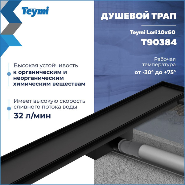 Изображение товара Трап для душа Teymi Lori T90386 (черный)