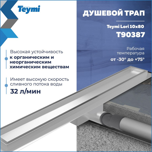 Изображение товара Трап для душа Teymi Lori T90387 (нержавеющая сталь)