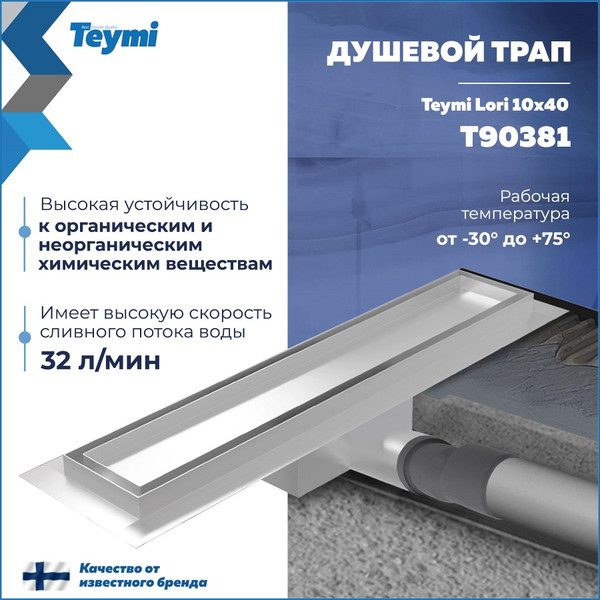 Изображение товара Трап для душа Teymi Lori T90381 (нержавеющая сталь)