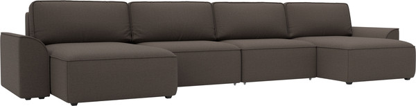 Изображение товара Диван П-образный Лига Диванов Лига-048 лонг / 128340 (рогожка амур коричневый)