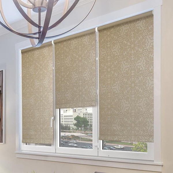 Изображение товара Рулонная штора Delfa Сантайм Металлик Принт СРШ-03Д 7593 (160x170, темно-бежевый)