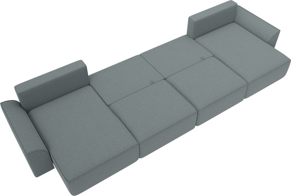 Изображение товара Диван П-образный Лига Диванов Лига-048 лонг / 128341 (рогожка амур серый)