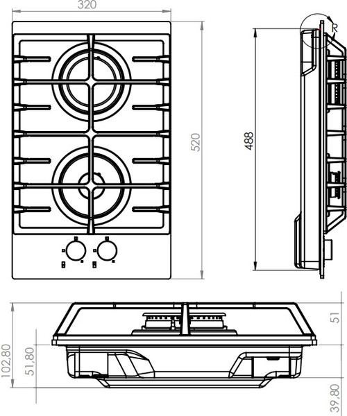 Изображение товара Газовая варочная панель Konigin Flash 302 BKG