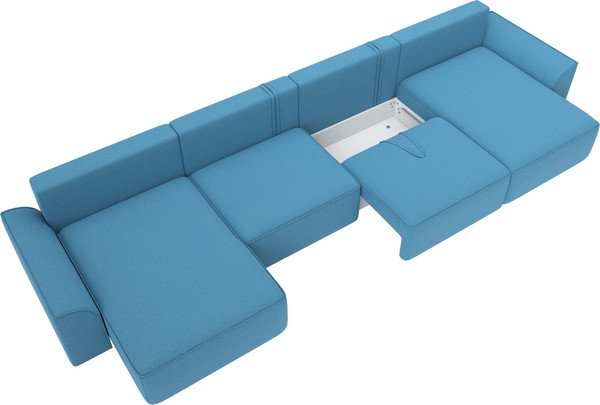 Изображение товара Диван П-образный Лига Диванов Лига-048 лонг / 128342 (рогожка амур голубой)