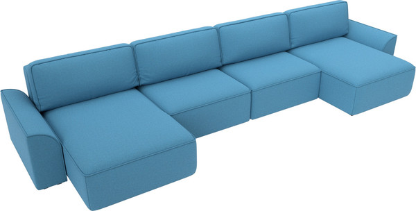 Изображение товара Диван П-образный Лига Диванов Лига-048 лонг / 128342 (рогожка амур голубой)