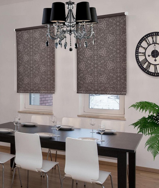 Изображение товара Рулонная штора Delfa Сантайм Металлик Принт СРШ-03Д 7592 (120x170, шоколад)