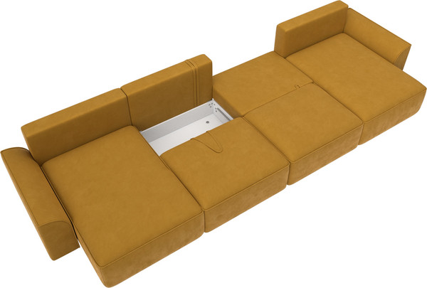 Изображение товара Диван П-образный Лига Диванов Лига-048 лонг / 128344 (велюр желтый)