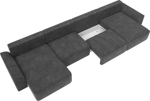 Изображение товара Диван П-образный Лига Диванов Лига-048 лонг / 128345 (велюр темно-серый)
