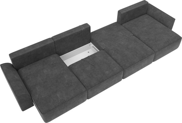 Изображение товара Диван П-образный Лига Диванов Лига-048 лонг / 128345 (велюр темно-серый)