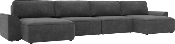 Изображение товара Диван П-образный Лига Диванов Лига-048 лонг / 128345 (велюр темно-серый)