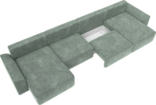 Изображение товара Диван П-образный Лига Диванов Лига-048 лонг / 128346 (велюр зеленый)