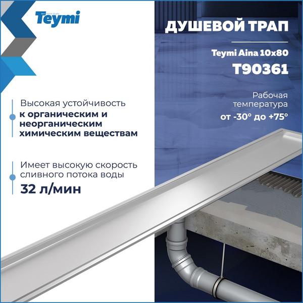 Изображение товара Трап для душа Teymi Aina T90361 (нержавеющая сталь)