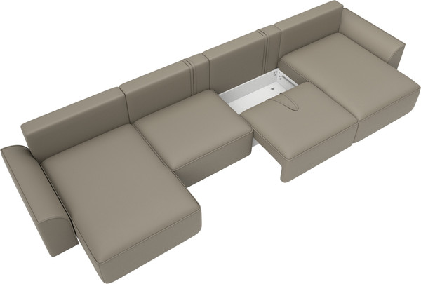 Изображение товара Диван П-образный Лига Диванов Лига-048 лонг / 128349 (экокожа бежевый)