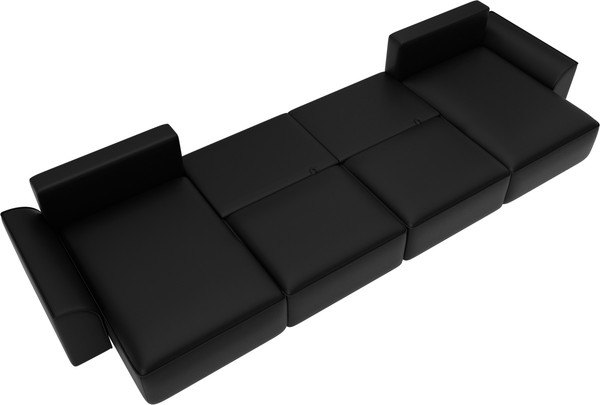 Изображение товара Диван П-образный Лига Диванов Лига-048 лонг / 128352 (экокожа черный)