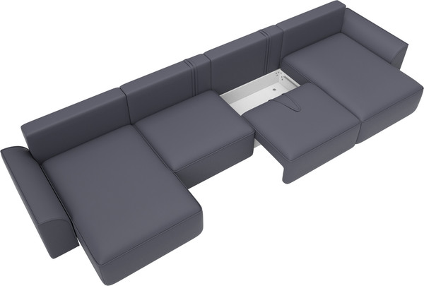 Изображение товара Диван П-образный Лига Диванов Лига-048 лонг / 128353 (экокожа серый)
