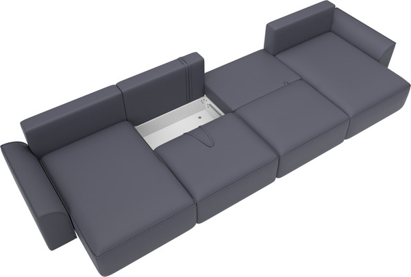 Изображение товара Диван П-образный Лига Диванов Лига-048 лонг / 128353 (экокожа серый)