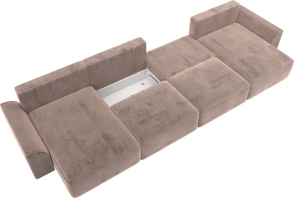 Изображение товара Диван П-образный Лига Диванов Лига-048 лонг / 128355 (велюр бежевый)