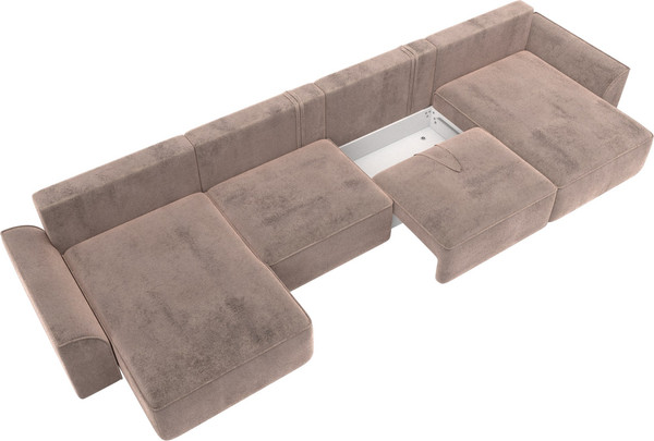 Изображение товара Диван П-образный Лига Диванов Лига-048 лонг / 128355 (велюр бежевый)