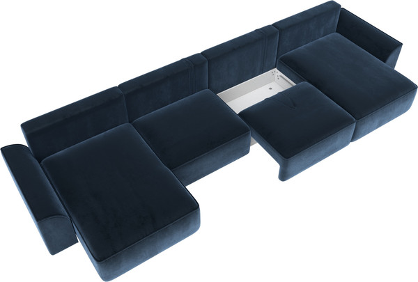 Изображение товара Диван П-образный Лига Диванов Лига-048 лонг / 128356 (велюр синий)